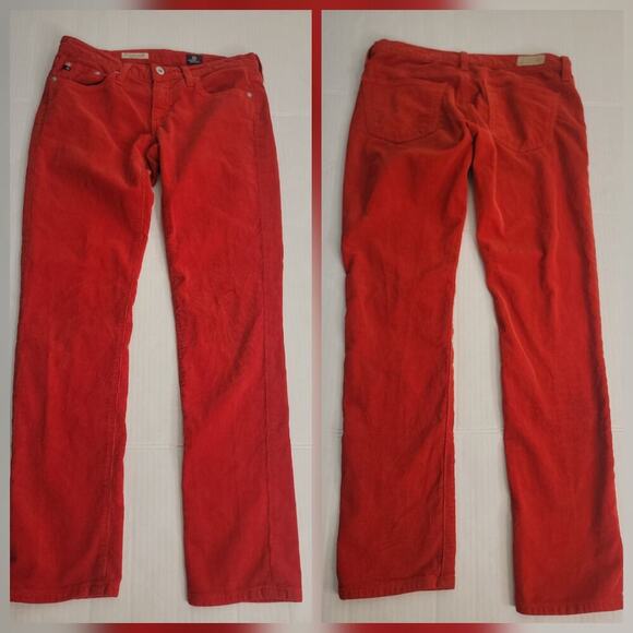 Adriano Goldschmid Jeans Sz 26 The Stevie Slim Straight Red Corduroy AG - Picture 1 of 11